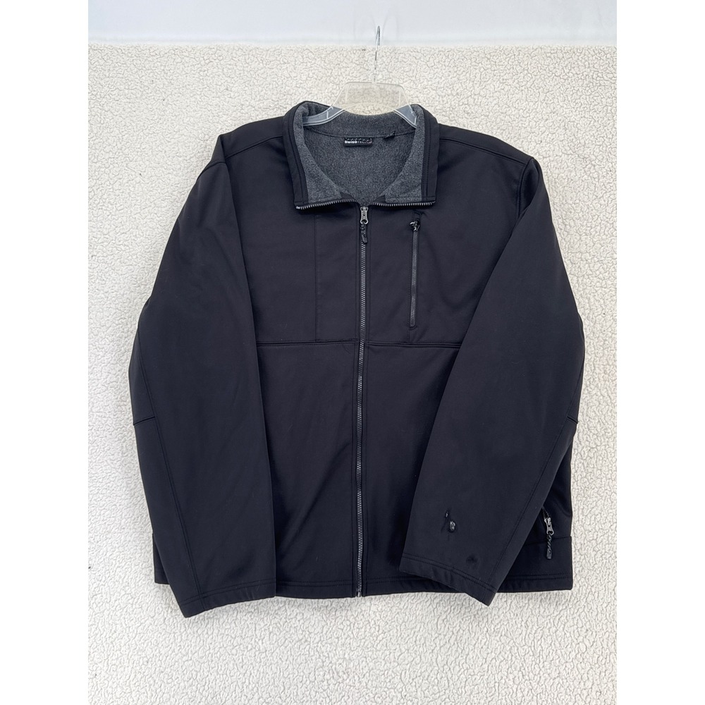 Swiss Tech Men 2XL Black Full Zip Softshell Waterproof Jacket Lined Coat